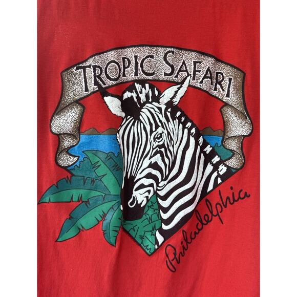 Vintage Tropic Safari Zebra Graphic Tee – Philadelphia 1986 Elite Sportswear, M - Picture 2 of 5